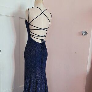 Fiesta Fashion Blue Sparkle Full Length Dress Size Medium